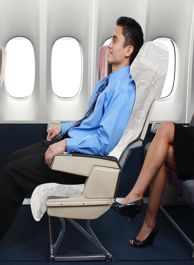 Klmnop 6 Pcs Disposable Airplane Seat Covers, Non-Woven Fabric Seat and Armrest Cover, Portable Disposable Protectors for Airplane, Car, Train, Movie Theatre(White) - Image 4